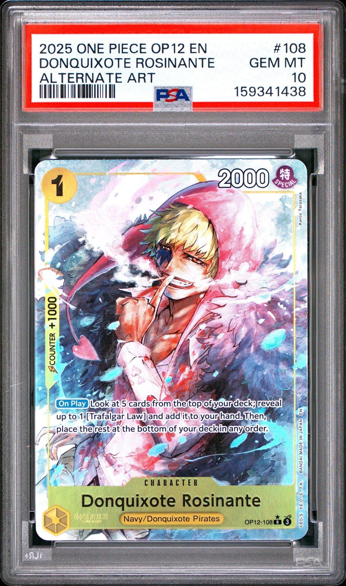 One Piece Op12 Legacy Of The Master 108 Donquixote Rosinante Alternate Art PSA 10 GEM MINT