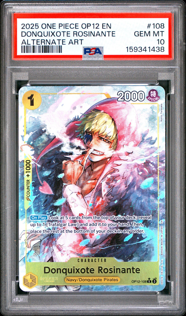 One Piece Op12 Legacy Of The Master 108 Donquixote Rosinante Alternate Art PSA 10 GEM MINT