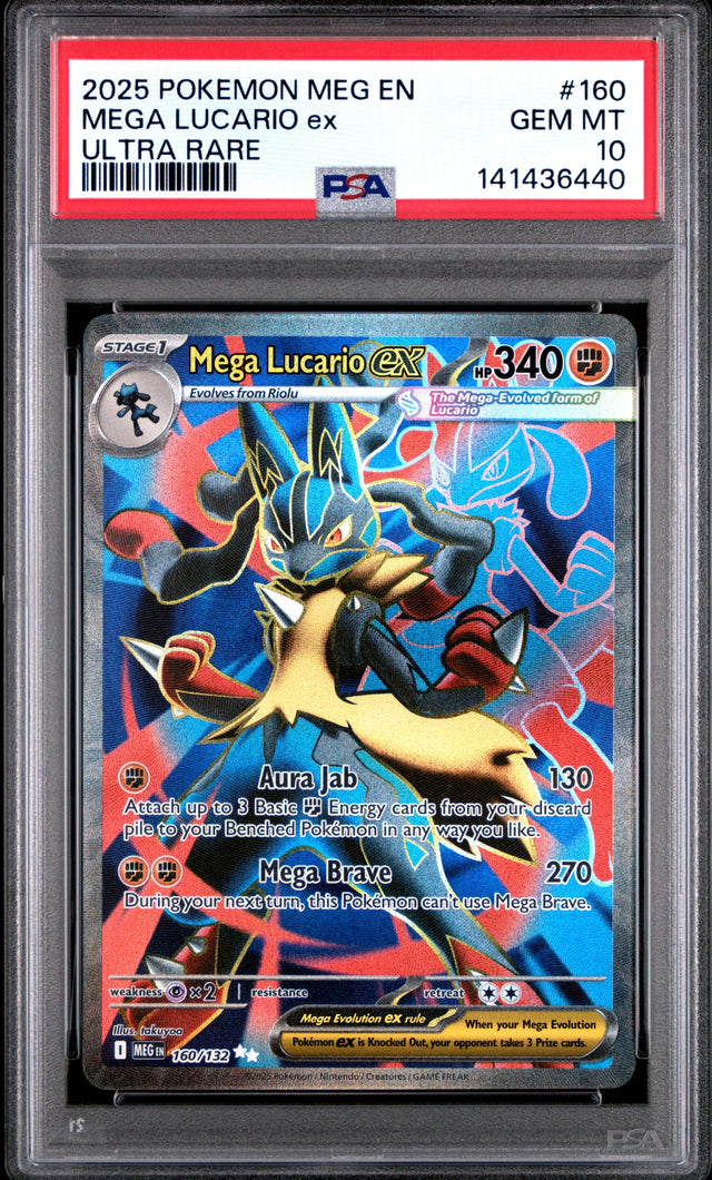 Pokemon Meg En Mega Evolution 160 Mega Lucario Ex Ultra Rare PSA 10 GEM MINT