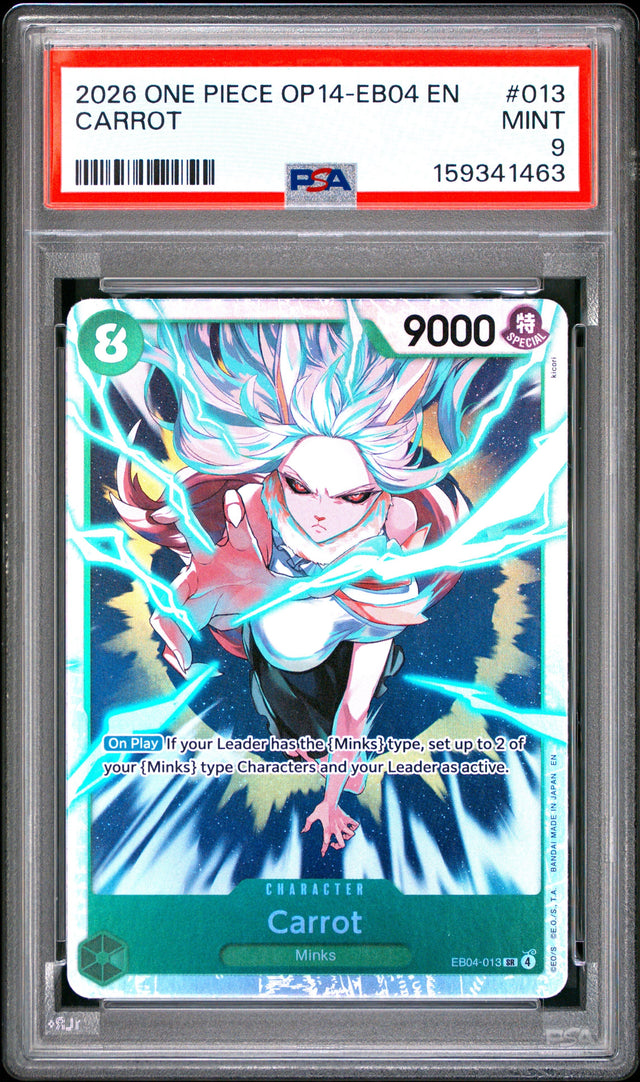 One Piece Op14 Eb04 The Azure Sea's Seven 013 Carrot PSA 9 MINT