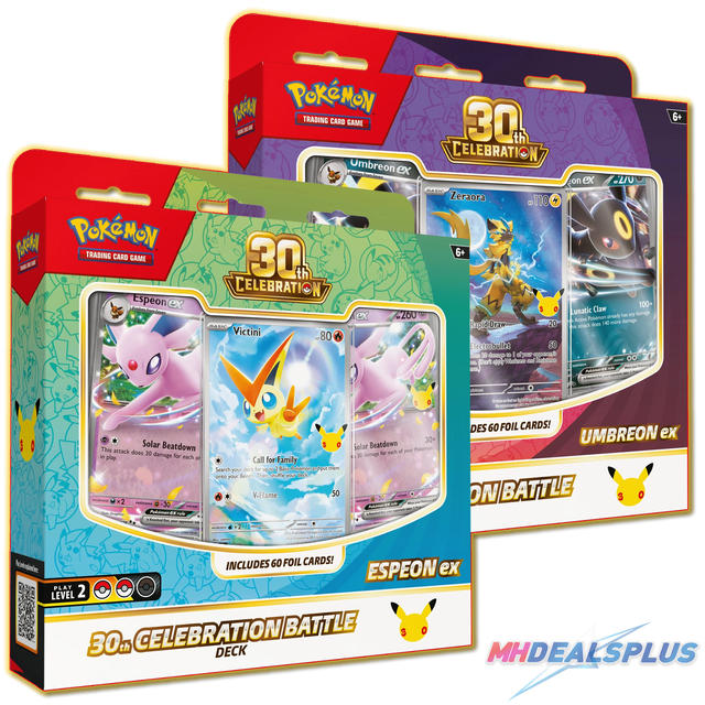 Pokemon 30th Celebration Battle Deck Set of 2 (Espeon ex/Umbreon ex)