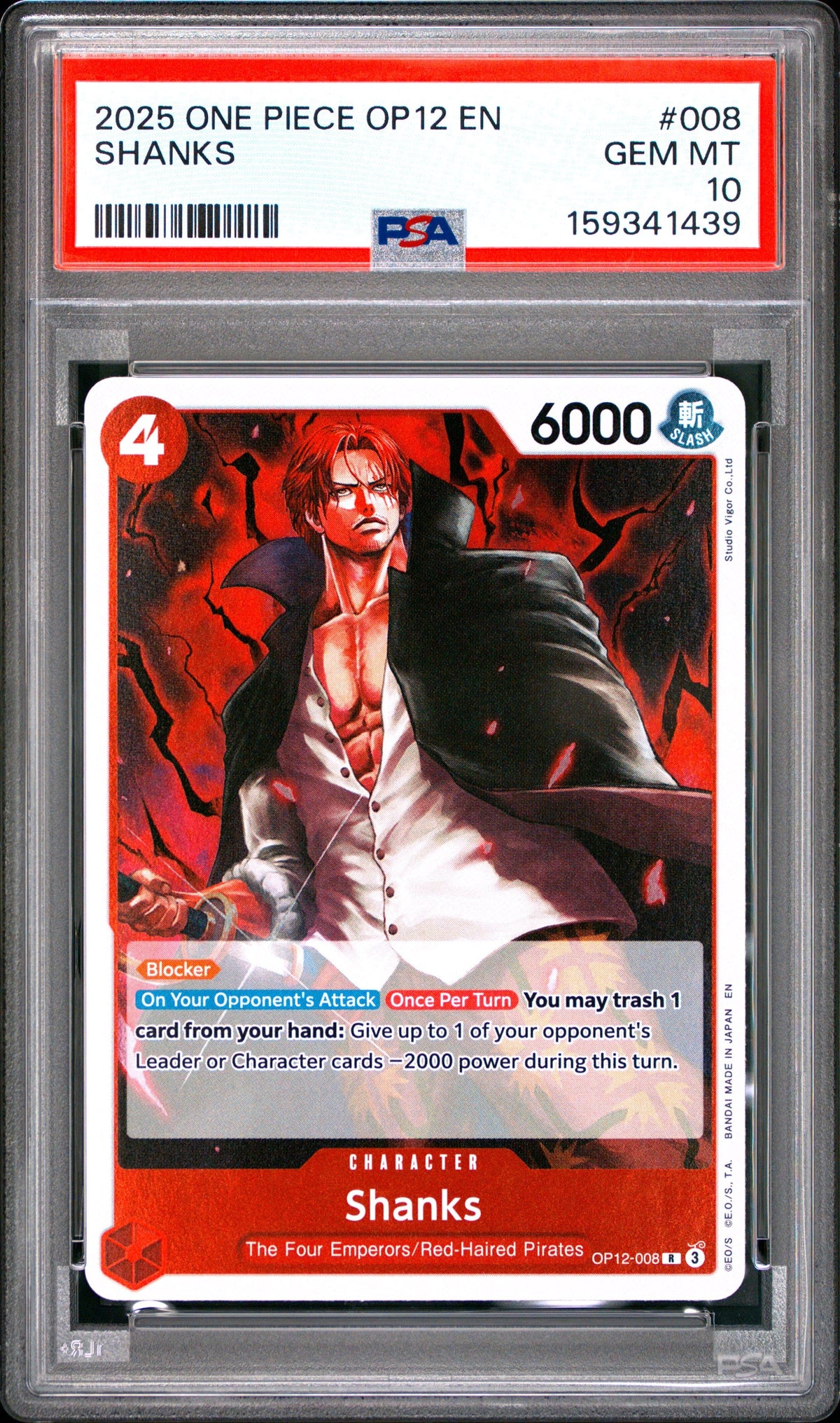 One Piece Op12 Legacy Of The Master 008 Shanks PSA 10 GEM MINT