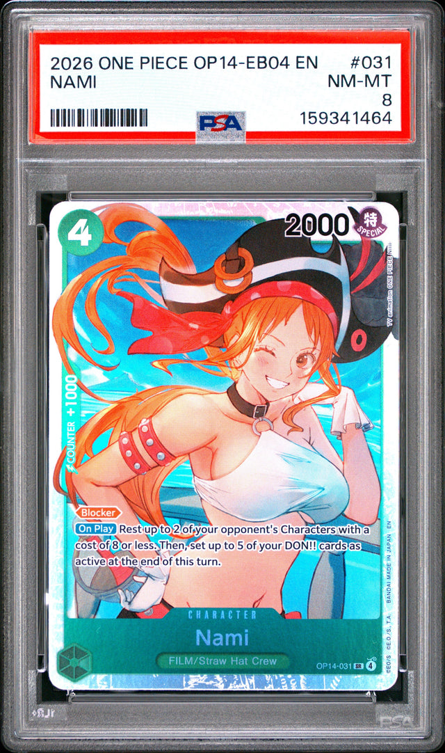 One Piece Op14 Eb04 The Azure Sea's Seven 031 Nami PSA 8 NM-MT