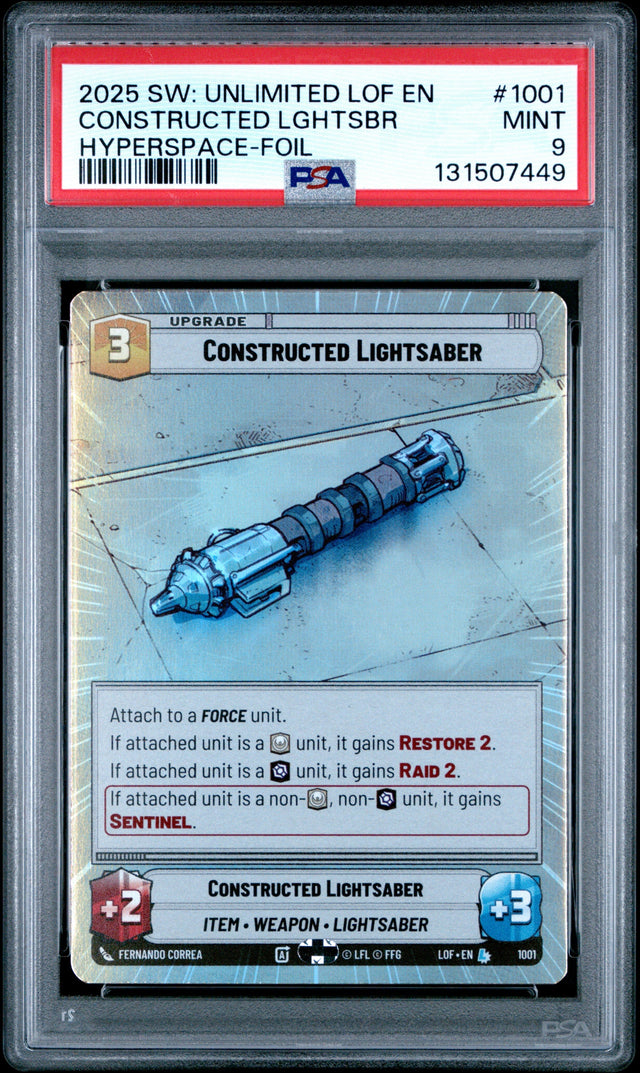 Star Wars: Unlimited Legends Of The Force 1001 Constructed Lightsaber Hyperspace Foil PSA 9 MINT