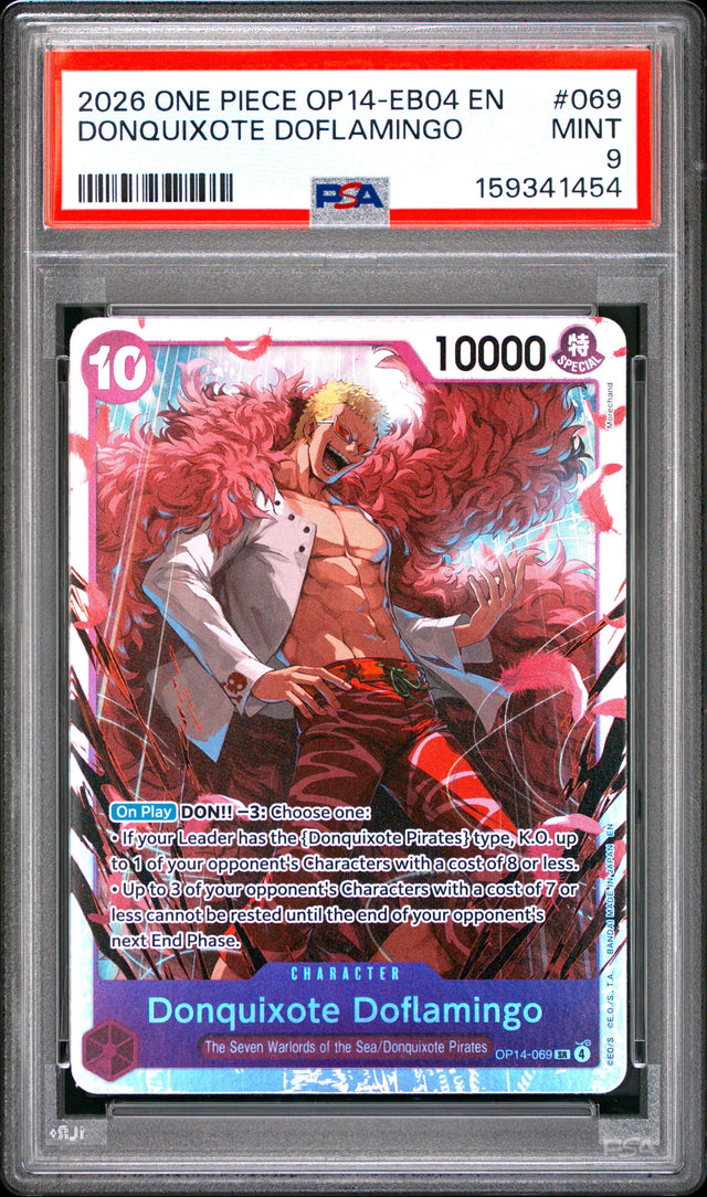 One Piece Op14 Eb04 The Azure Sea's Seven 069 Donquixote Doflamingo PSA 9 MINT