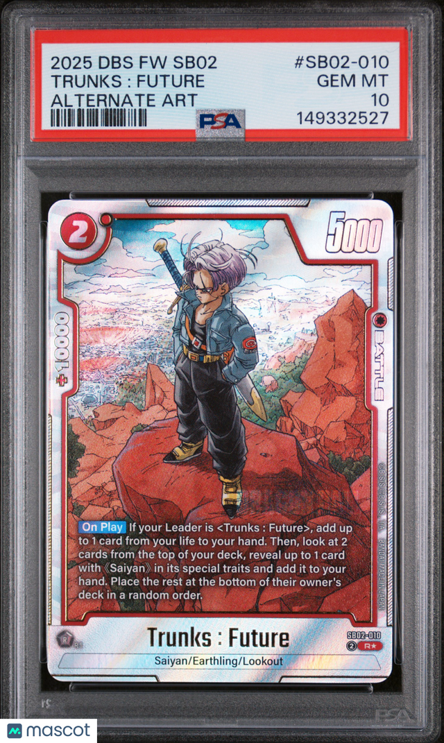 2025 DBS Fusion World Manga Booster 02 Trunks : Future Alternate Art PSA 10