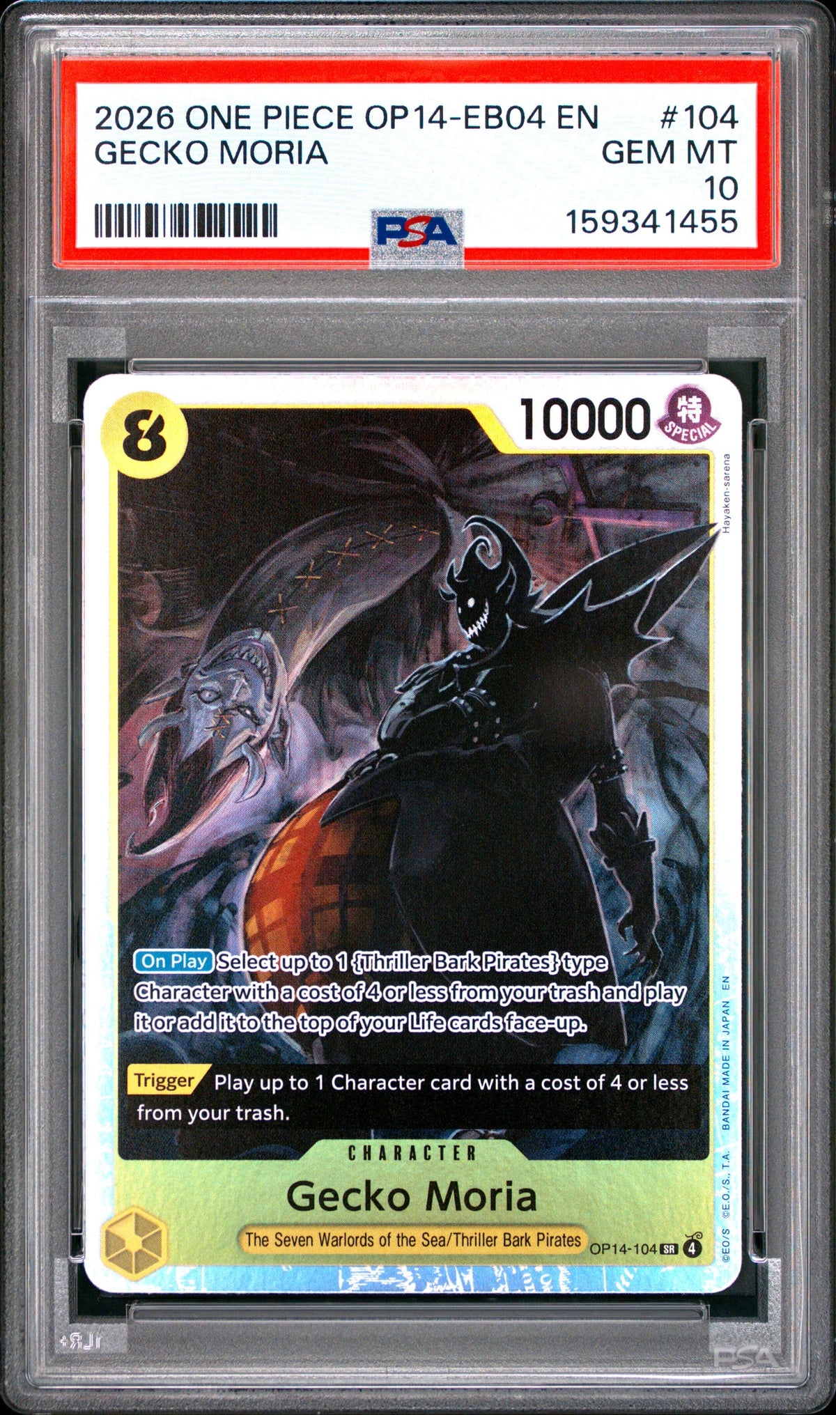 One Piece Op14 Eb04 The Azure Sea's Seven 104 Gecko Moria PSA 10 GEM MINT