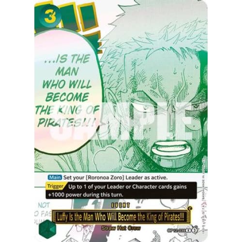 Luffy Is the Man Who Will Become the King of Pirates!!! (Japanese Version 3rd Anniversary Set) (OP12-039) - One Piece Promotion Cards Foil