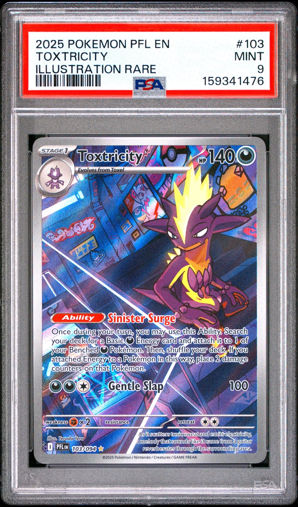 Pokemon Pfl En Phantasmal Flames 103 Toxtricity Illustration Rare PSA 9 MINT